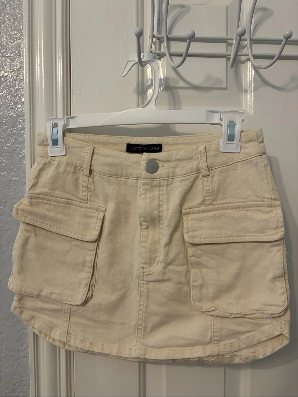 Cotton Candy LA Ivory Cargo Skirt with Front Flaps - Women